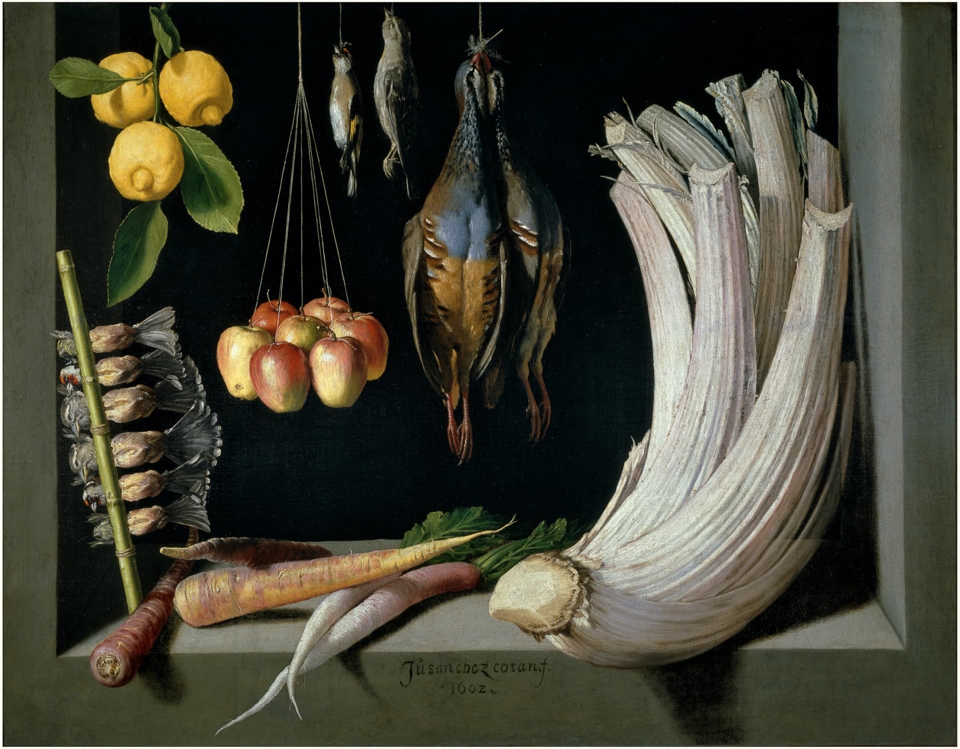 Juan Sánchez Cotán - Still Life with Game, Vegetables and Fruit, 1602